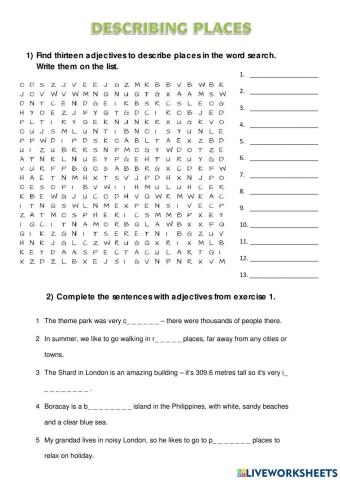 Describing Places - Adjectives + Listening 