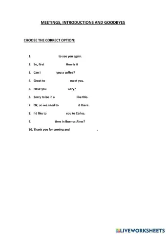 Greetings and introductions