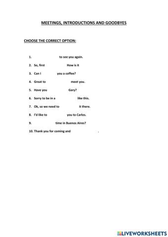 Greetings and introductions