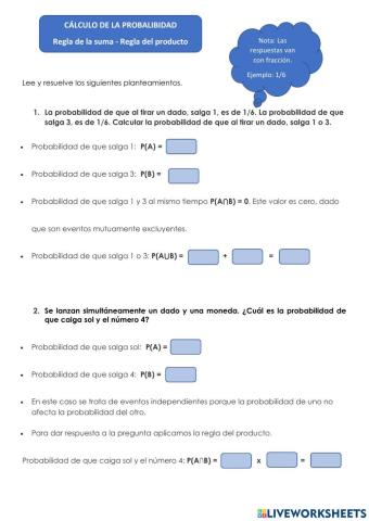 PROBABILIDAD -REGLA DE LA SUMA -REGLA DEL PROCUCTO