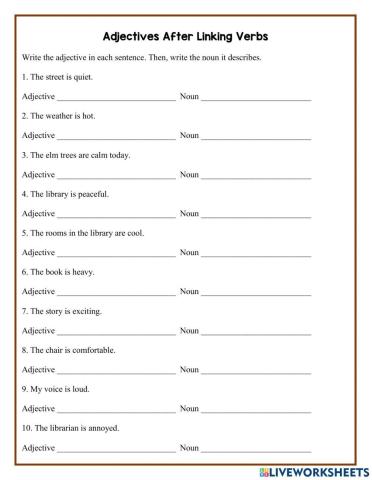 Adjectives after linking verbs