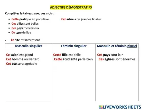 Adjectifs demonstratifs