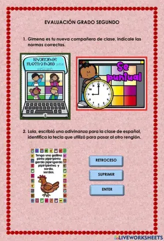 Evaluación grado segundo