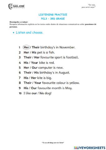 Possessive adjectives