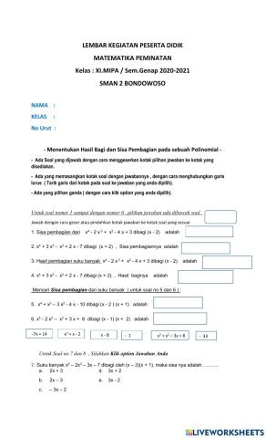 Lkpd  ( evaluasi polinomial )