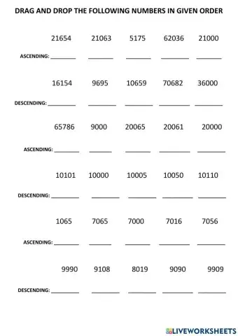 Ascending order and descending order