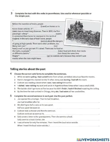 Used to, Past simple, Past Continuous, Past Perfect