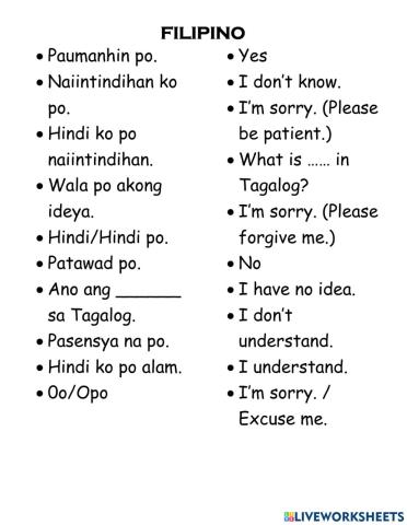 Tagalog words