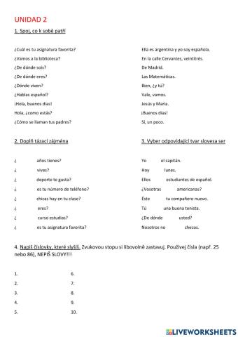 Učebnice Compañeros 1 Unidad 2 - repaso