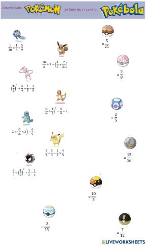 Expressões numéricas + pokemon 6.2