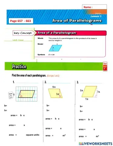Area of parallelograms