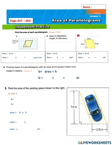 Area of parallelograms  part2