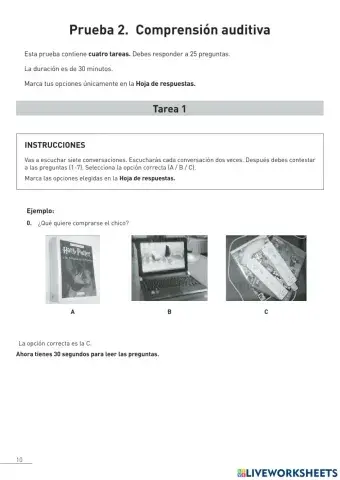 Dele A1 Escolar- Comprensión auditiva