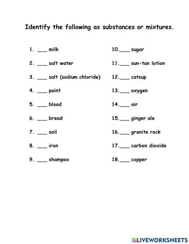 Substances or Mixtures