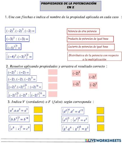 Propiedades de la potenciación en Z
