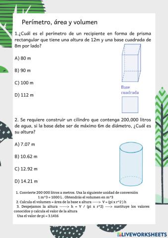 Perímetro, área y volumen