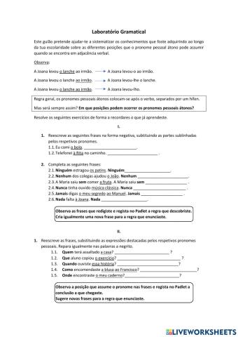 Pronomes pessoais em adjacência verbal