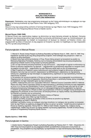 Natatalakay ang mga programang ipinatupad ng iba’t ibang administrasyon sa pagtugon sa mga suliranin at hamong kinaharap ng mga Pilipino mula 1946 hanggang 1972.