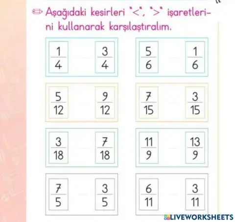 Kesirleri Karşılaştıralım