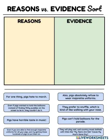 Reasons vs. Evidence Sort