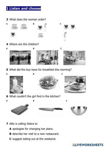 Listening and reading (food )