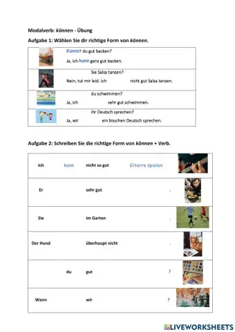 Modalverb können-Übung