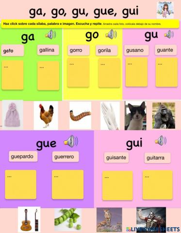 Ga, go, gu, gue, gui