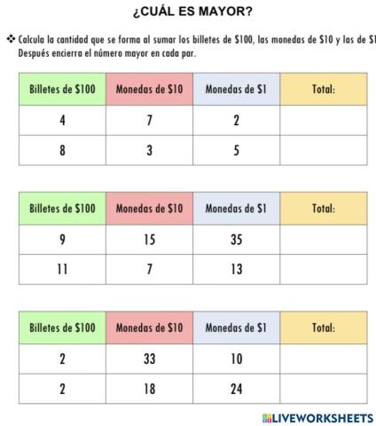 Sumar decenas, centenas y unidades
