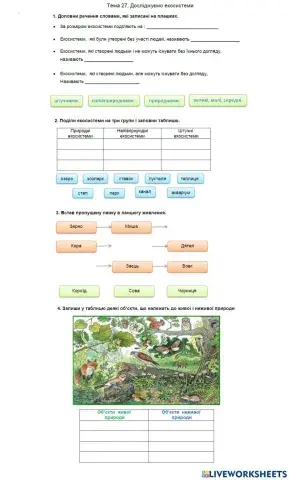 Діагностична робота Досліджуємо екосистеми