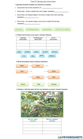 Діагностична робота Досліджуємо екосистеми