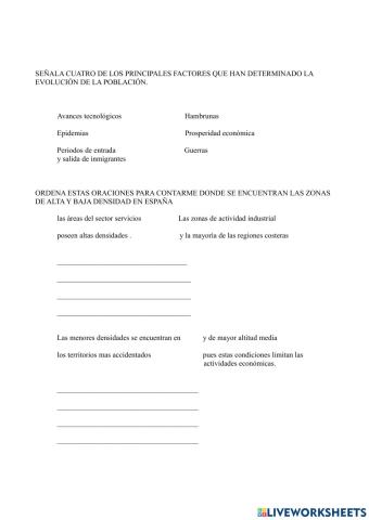 Distribución de la población en España