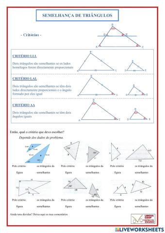 Semelhança de triângulos - critérios 7.1