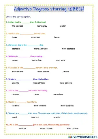 Adjective Degrees starring 10BECH