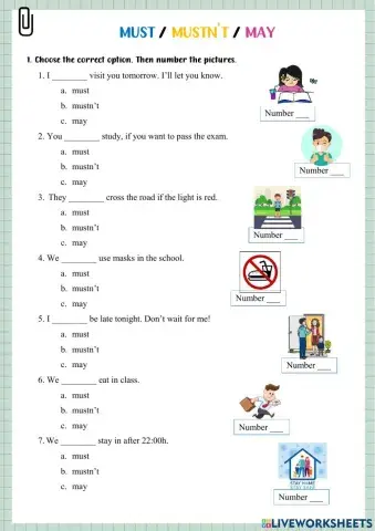 Modal verbs: MUST, MUSTN'T, MAY