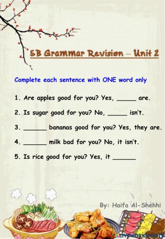 5B GRAMMAR Revision U2