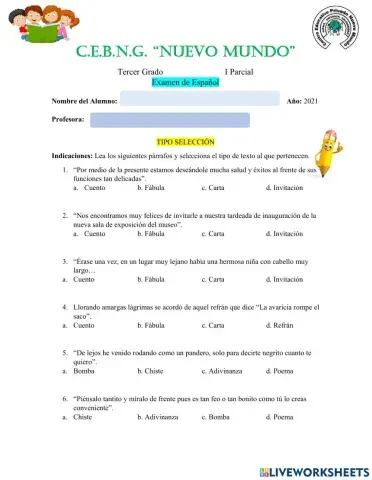 Examen de español