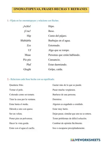 ONOMATOPEYAS, FRASES HECHAS Y REFRANES