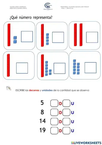 Decenas y unidades hasta 20