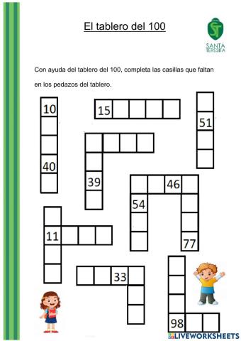 Completa el tablero del 100