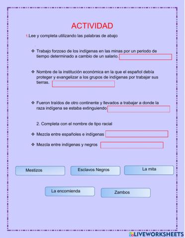 Organización racial y económica siglo XVIII