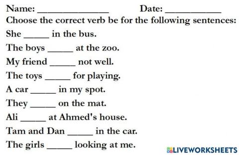 Verb be sentences