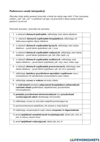 Podstawowe zasady interpunkcji - przecinek