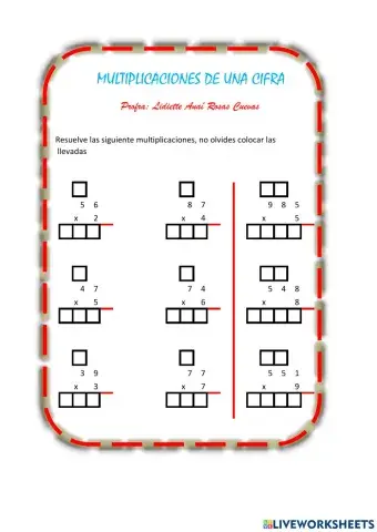 Multiplicaciones de una cifra