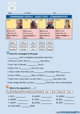 Comparing people - comparative adjectives  - opposites