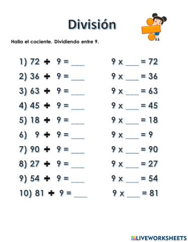 División - Inverso Multiplicación