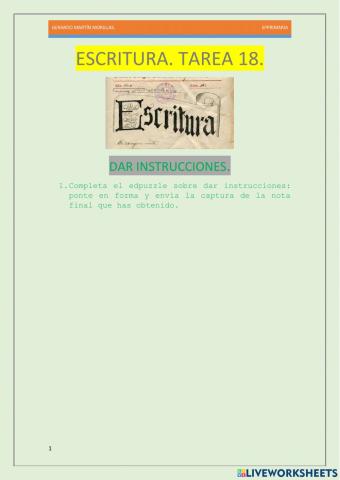 Escritura. Tarea 18.