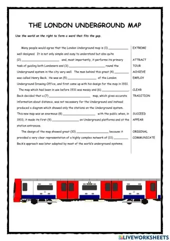 The London Underground FCE Word Formation