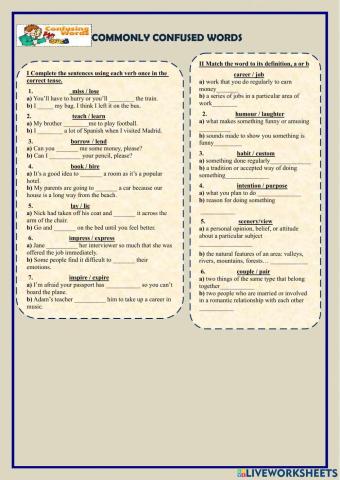 Commonly confused words