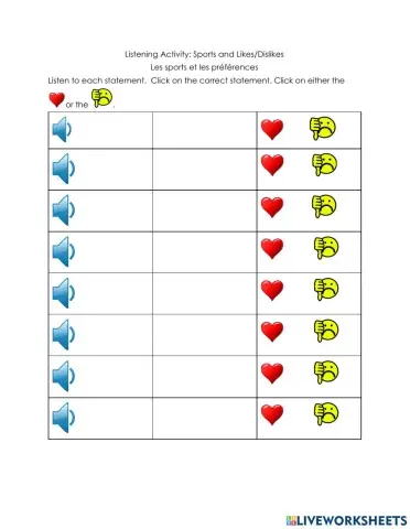 Listen and Choose: passe-temps et préférences