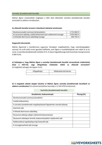 Jövedelemelszámolás - szja bevallás